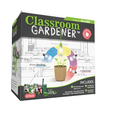 Miracle Led Classroom Gardener 1-Socket Corded Beginner LED Grow Kit w/ Timer Controls, 6PK 607979